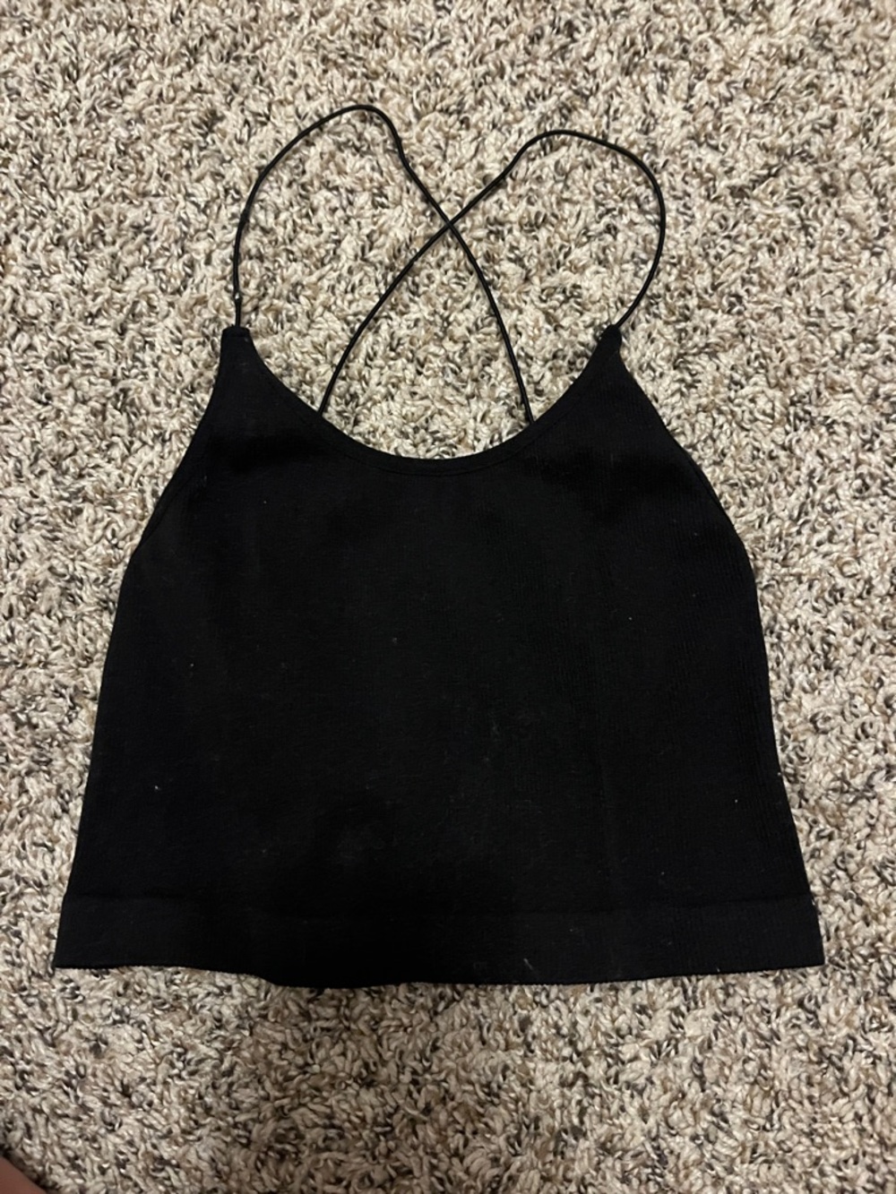 No Boundaries Black Crisscross Strappy Crop Camisole